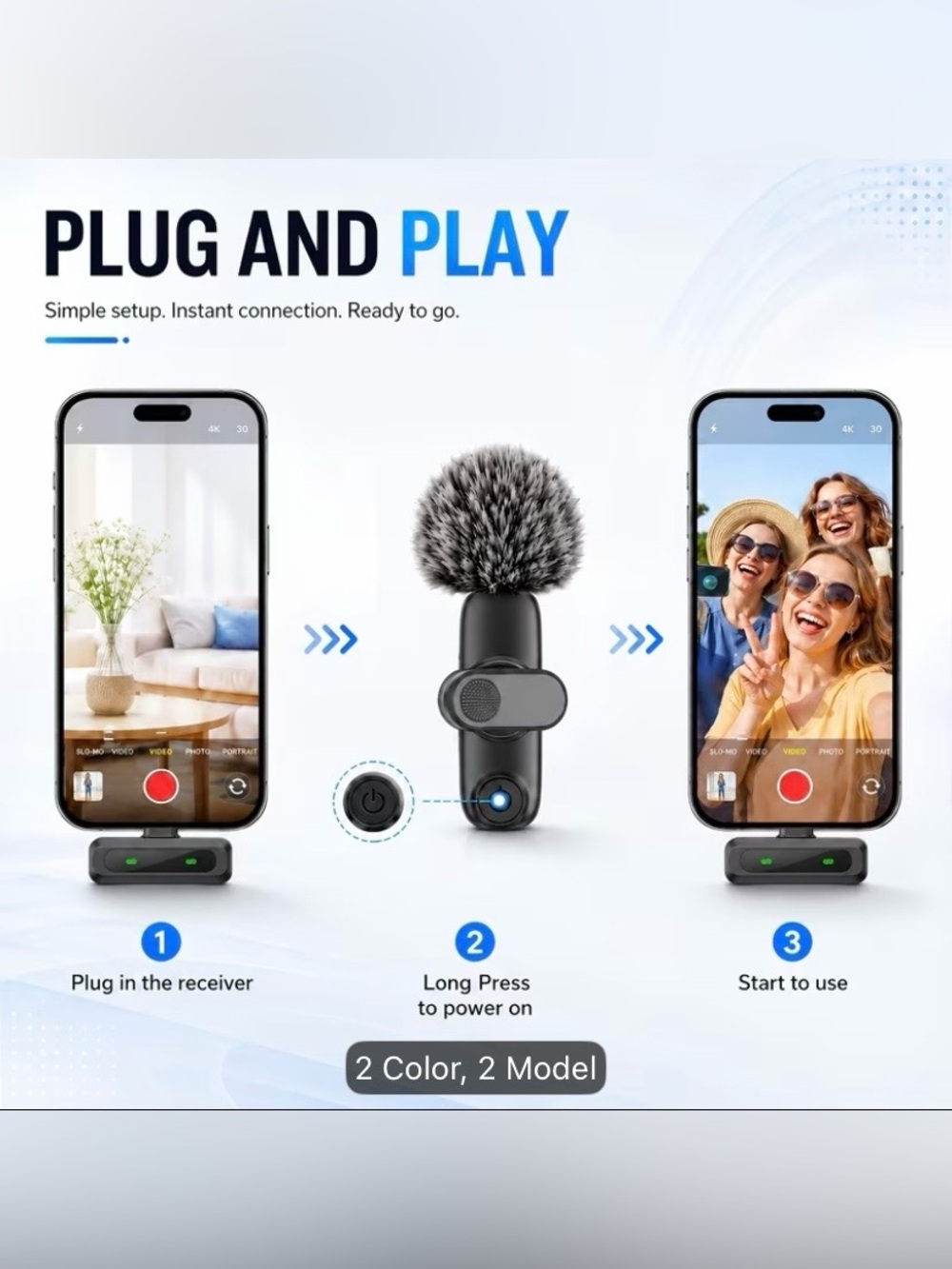 Amazon Portable Wireless Lavalier Microphone with Wind Muff - Black & Gray
